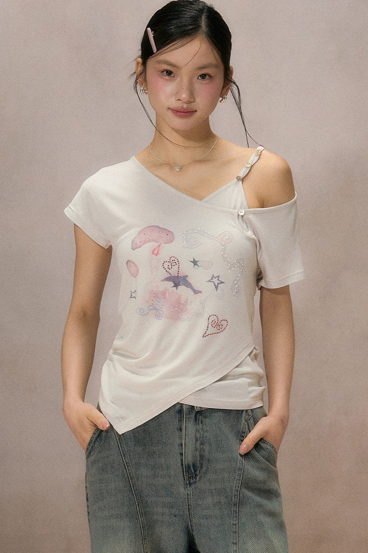 Sternenlicht-Traum schulterfreies T-Shirt