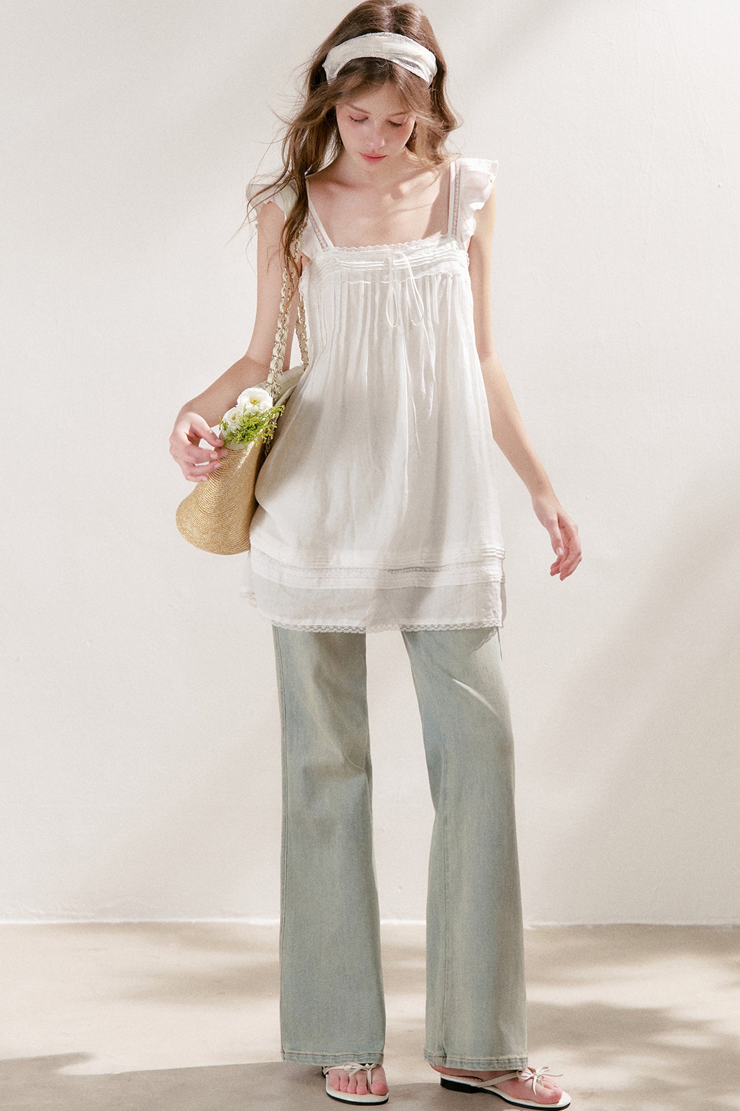 Pleated Lace A-Line Dress