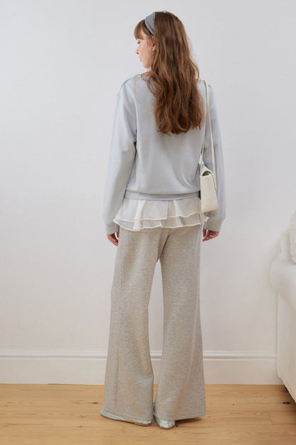 Layered-Look Lace Ruffle Sweatshirt
