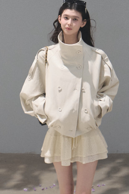 Knight-Style Oil-Waxed Leather Trench Jacket
