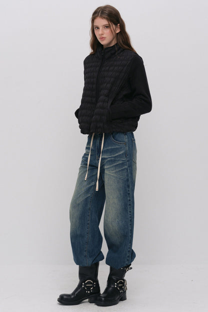 Knit Spliced Quilted Down Jacket