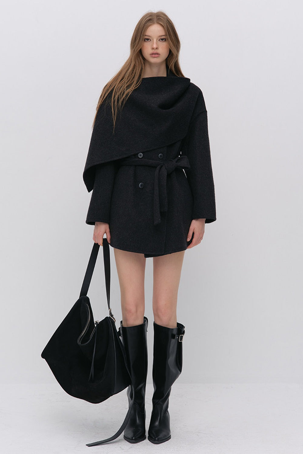Half Shawl Wool Coat