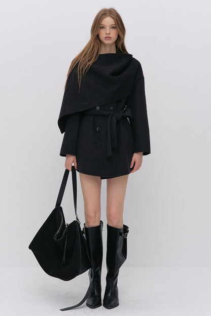 Half Shawl Wool Coat