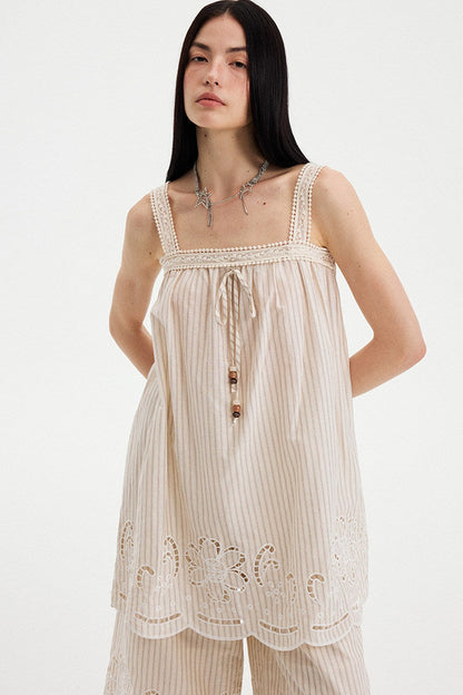 Embroidered Cutout Camisole Set