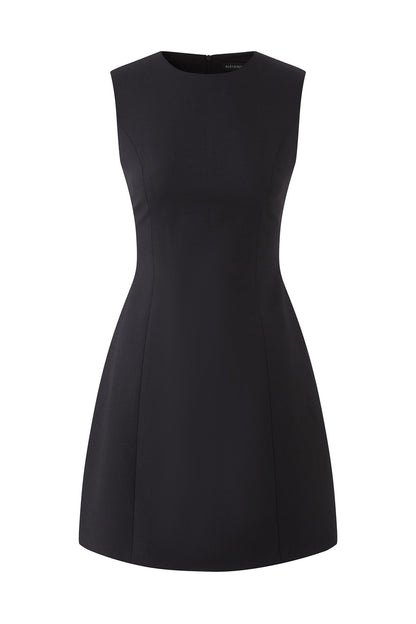 Ensemble robe trapèze sans manches en mélange de laine avec col