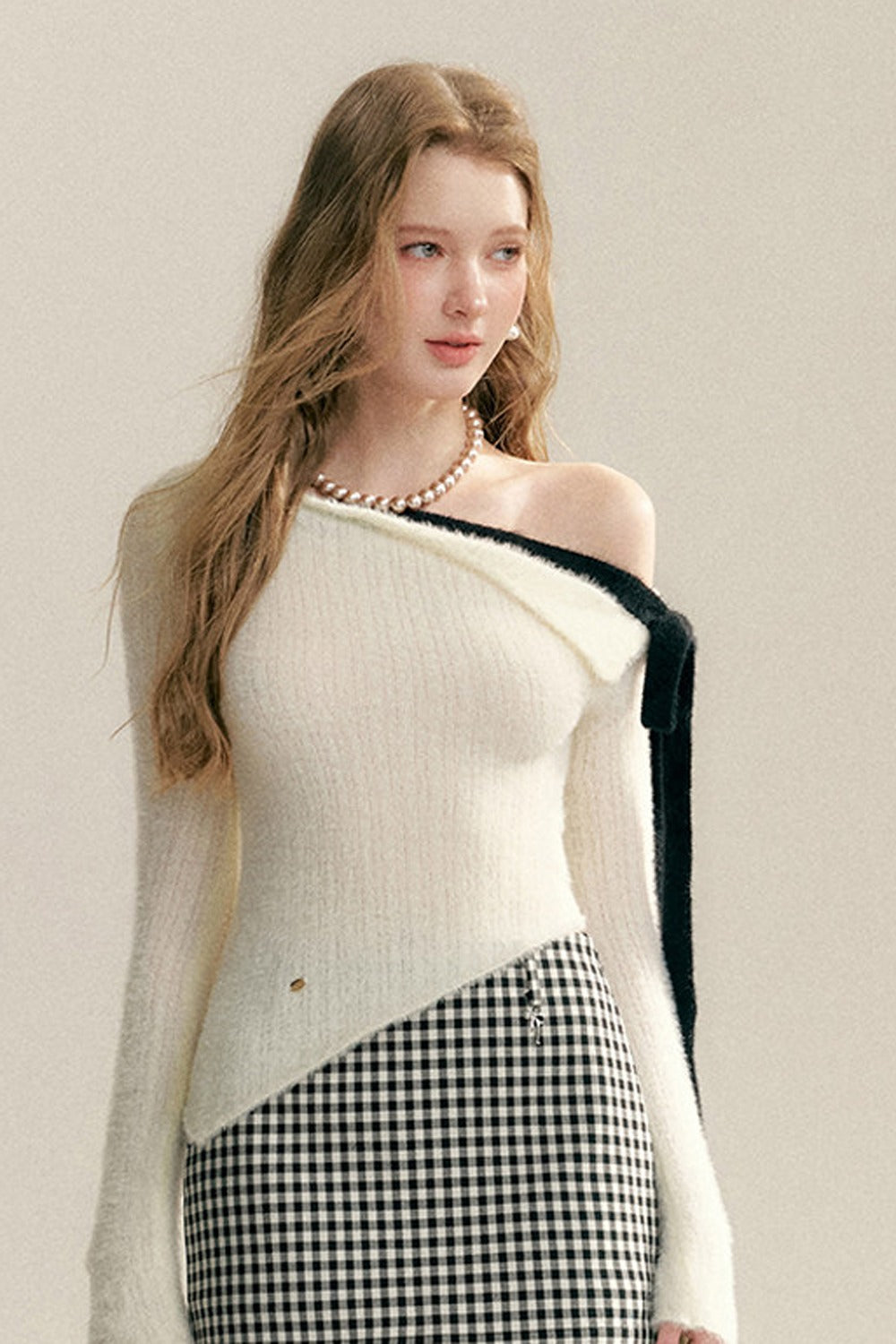 Asymmetrical Bow Tie Knit Top