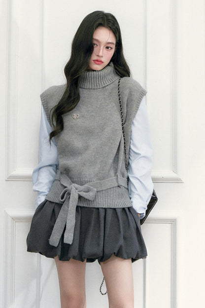 High Waist Pleated Pocket Skirt