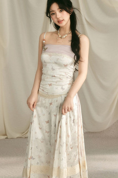 Butterfly Embroidered Cami, Mamian Skirt and Top Set-Up
