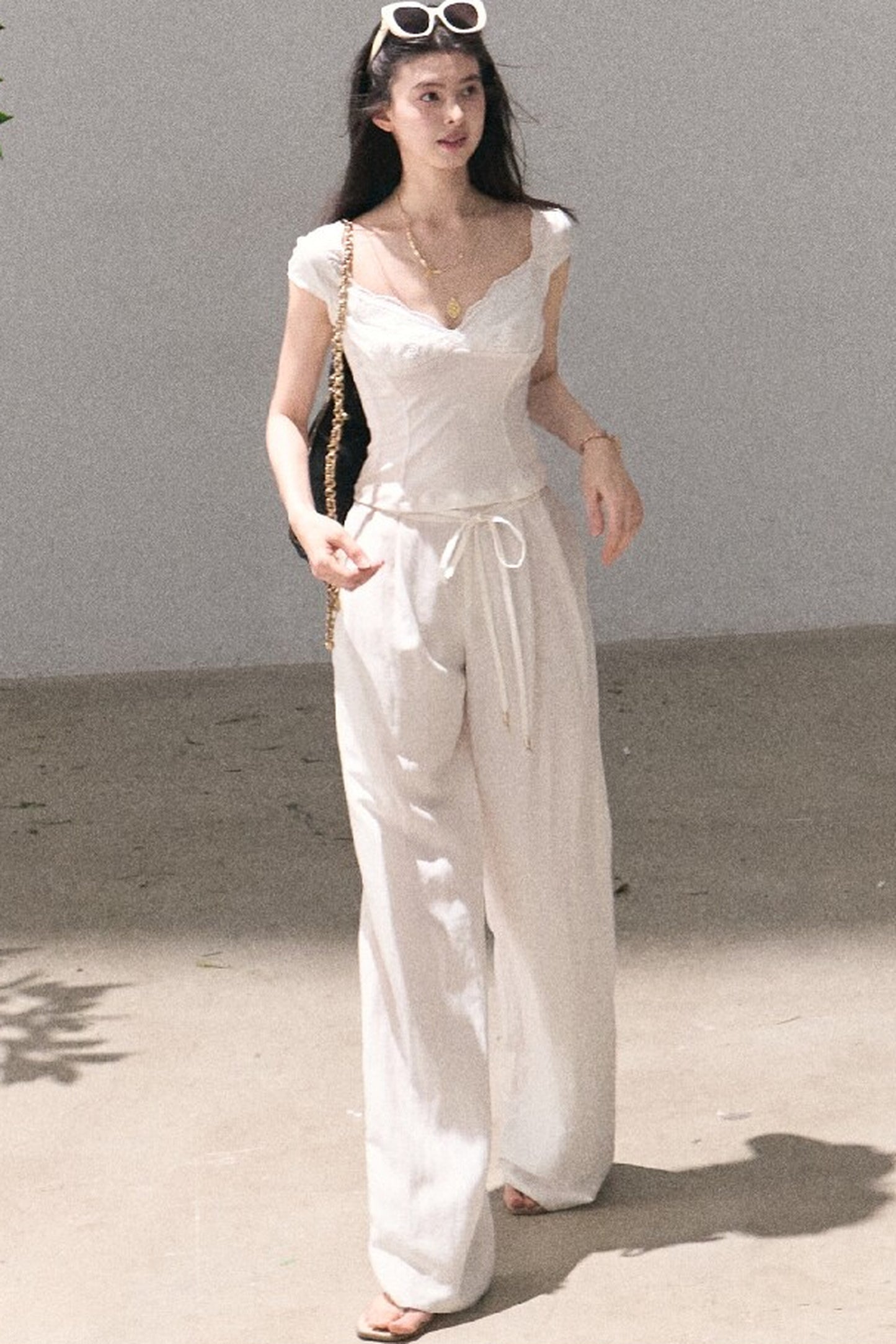 Lyocell Linen Wide-Leg Pants