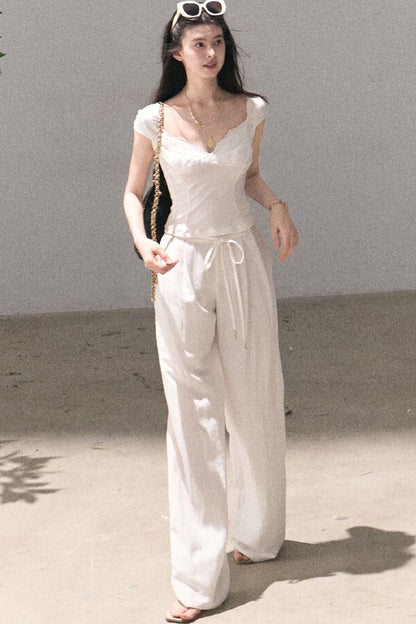 Lyocell Linen Wide-Leg Pants
