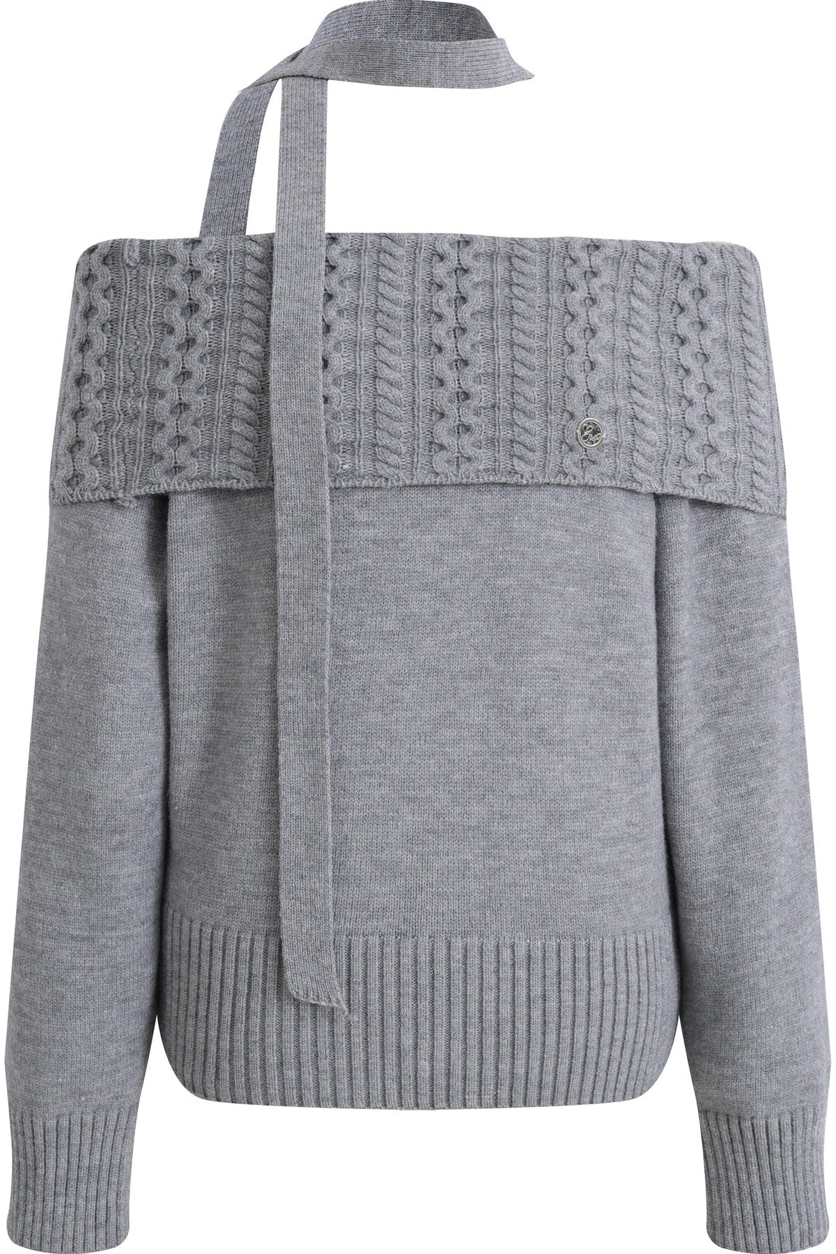 Maglione a maglia a maniche lunghe con spalle scoperte