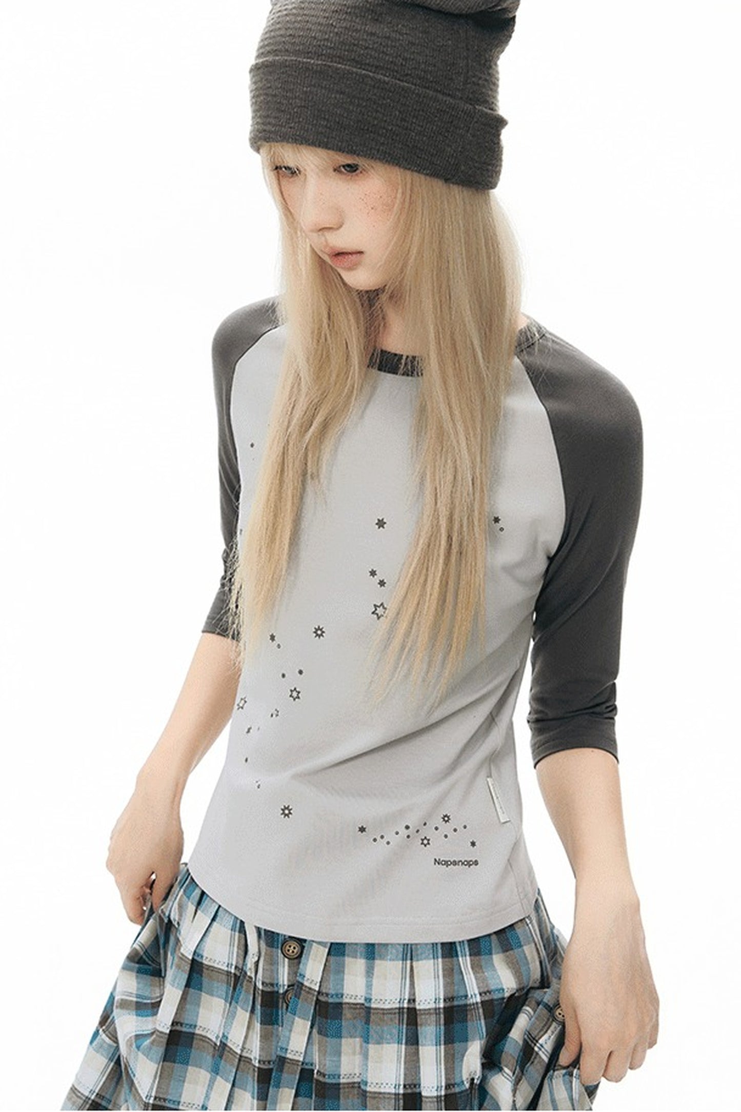 Color-Blocked Raglan Sleeve Knit Blouse
