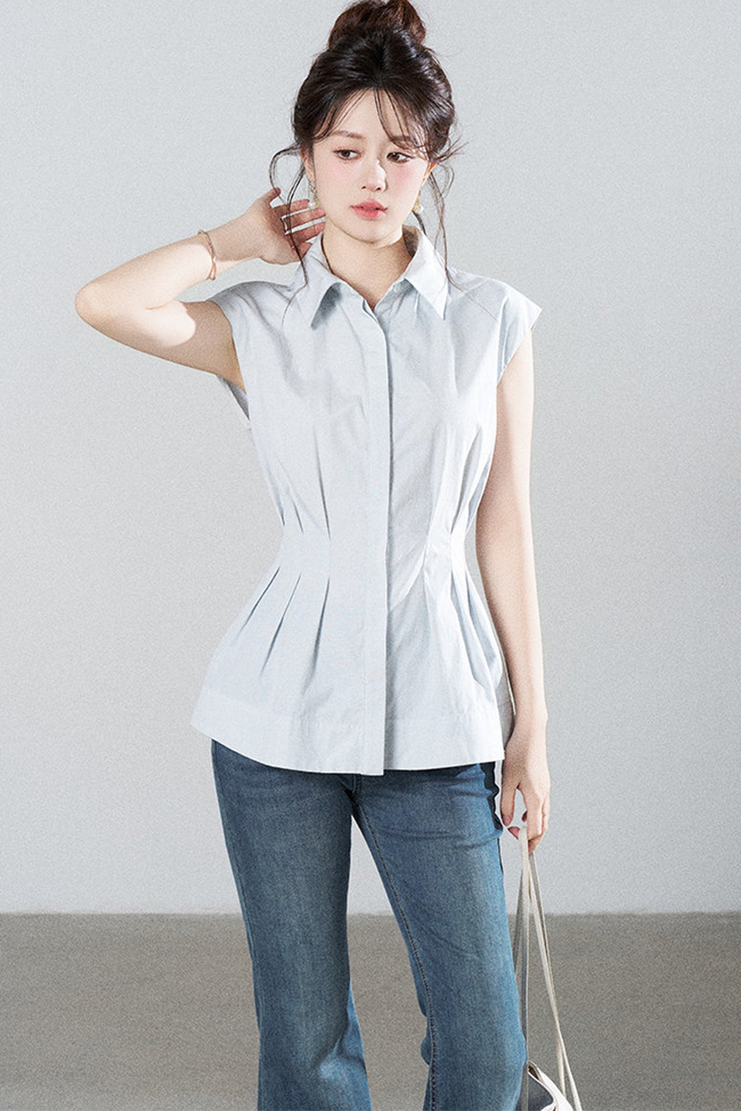 Pleated Shirt and Mini Skirt Set-Up