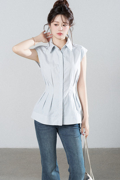 Pleated Shirt and Mini Skirt Set-Up