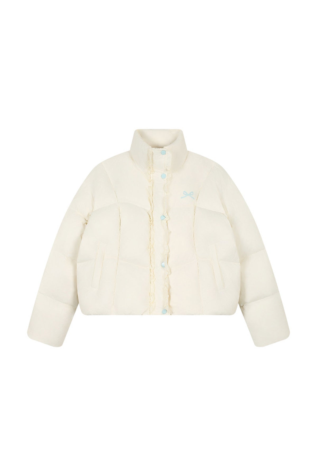 Short Embroidered Bow Lace Down Jacket