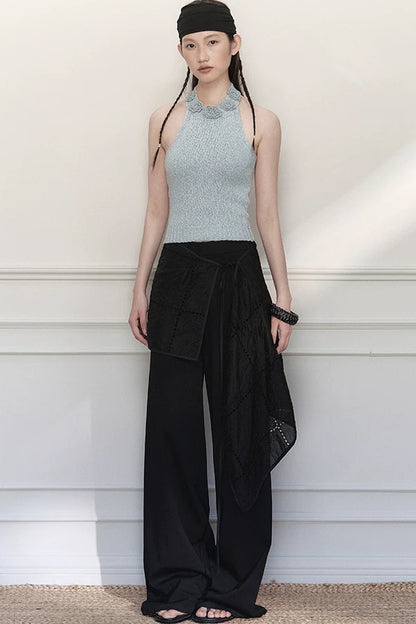 Handmade Crochet Floral Collar Sleeveless Top