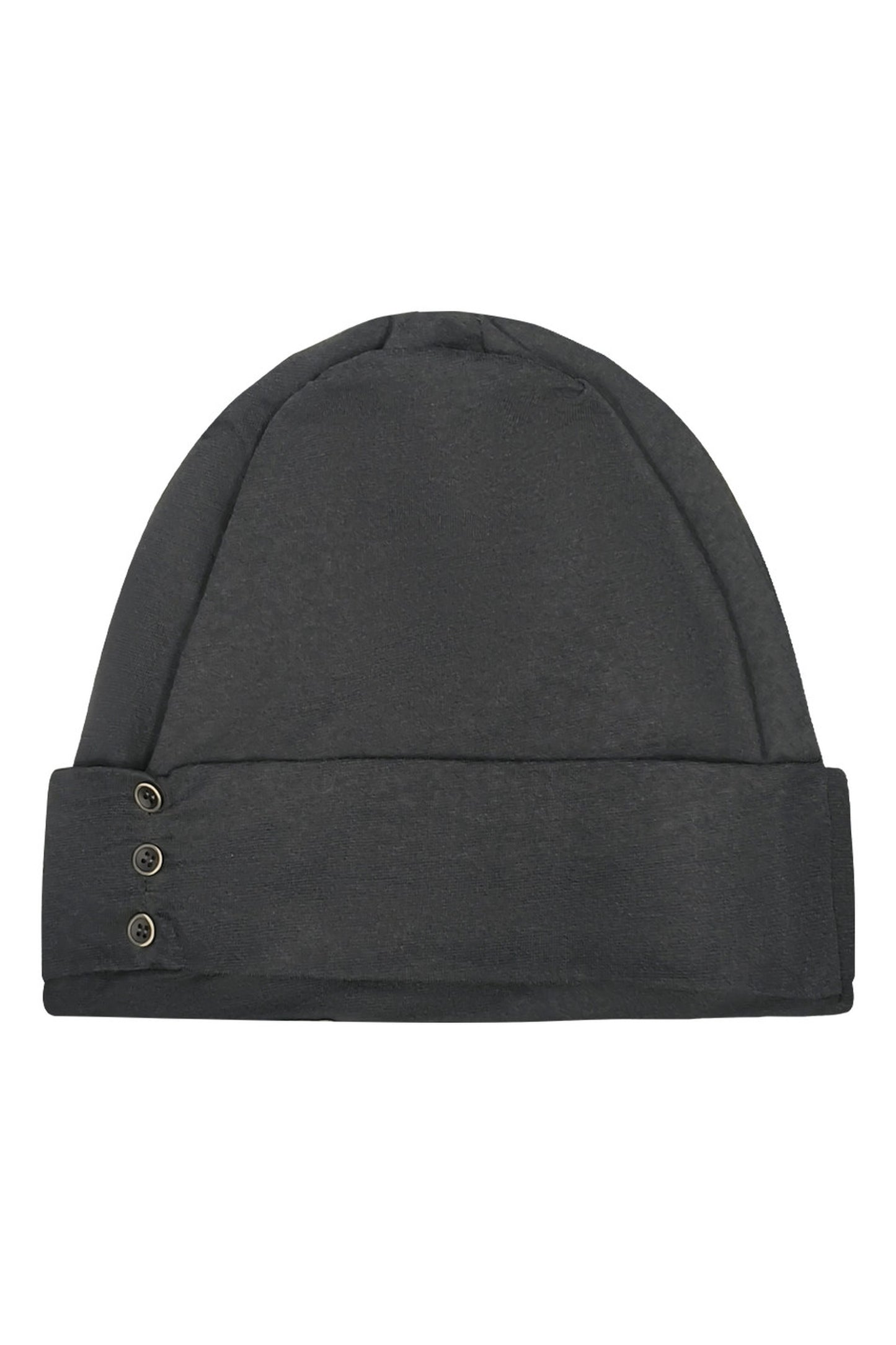 Side Seam Button Pleated Beanie Knit