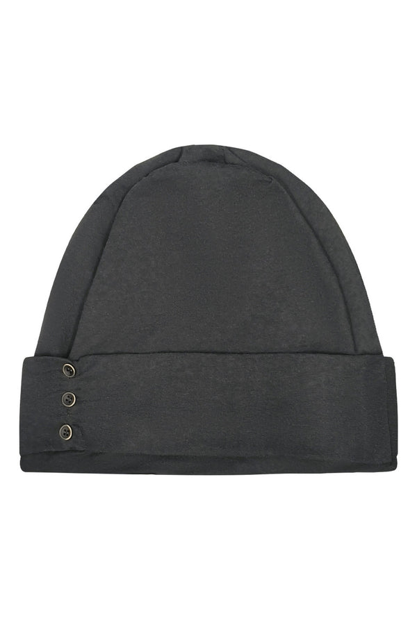 Side Seam Button Pleated Beanie Knit
