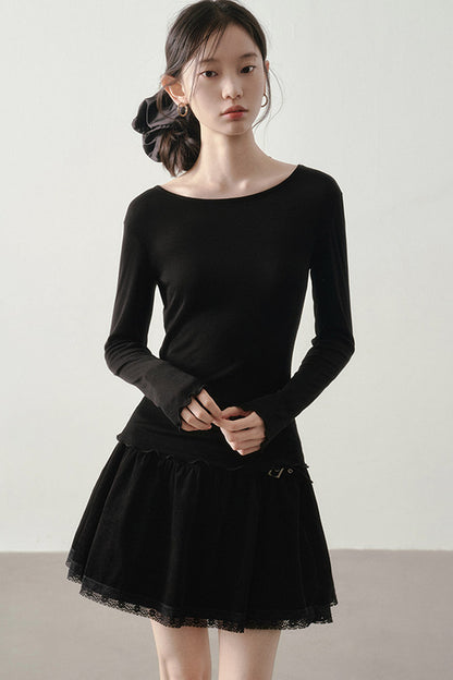 Lace Spliced Skirt
