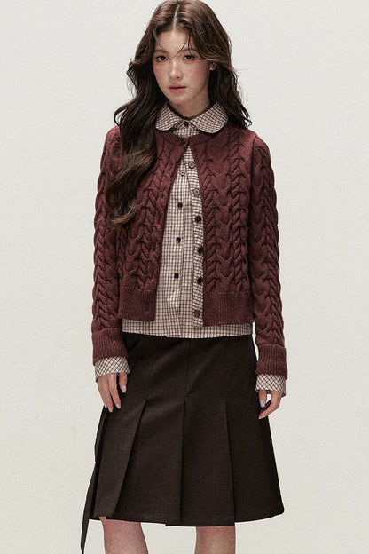 Plaid Layered-Look Knit Top