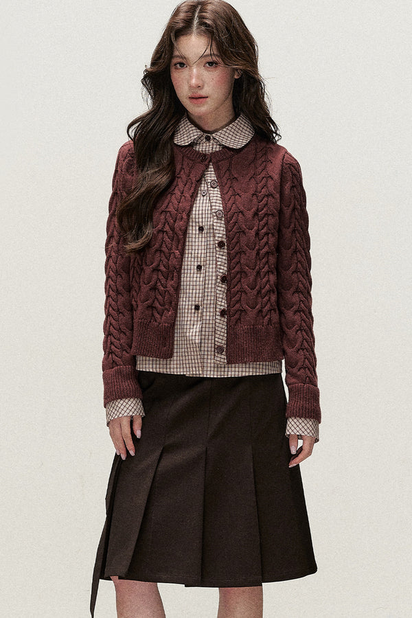 Plaid Layered-Look Knit Top