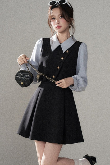 Berkeley Style Contrasting Sleeve Short Dress
