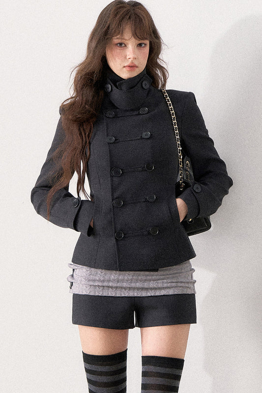 Double-Breasted Blazer and Cuffed Shorts Set