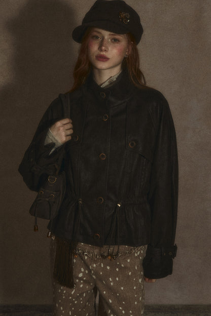 Coffee-Colored Leather Jacket