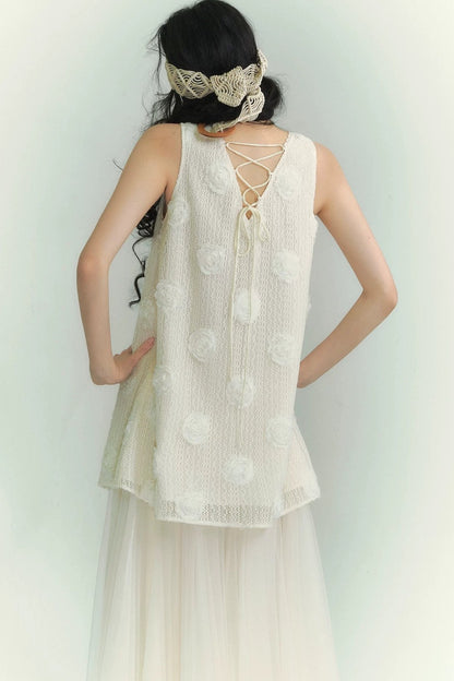Floral Lace-Up Vest Dress