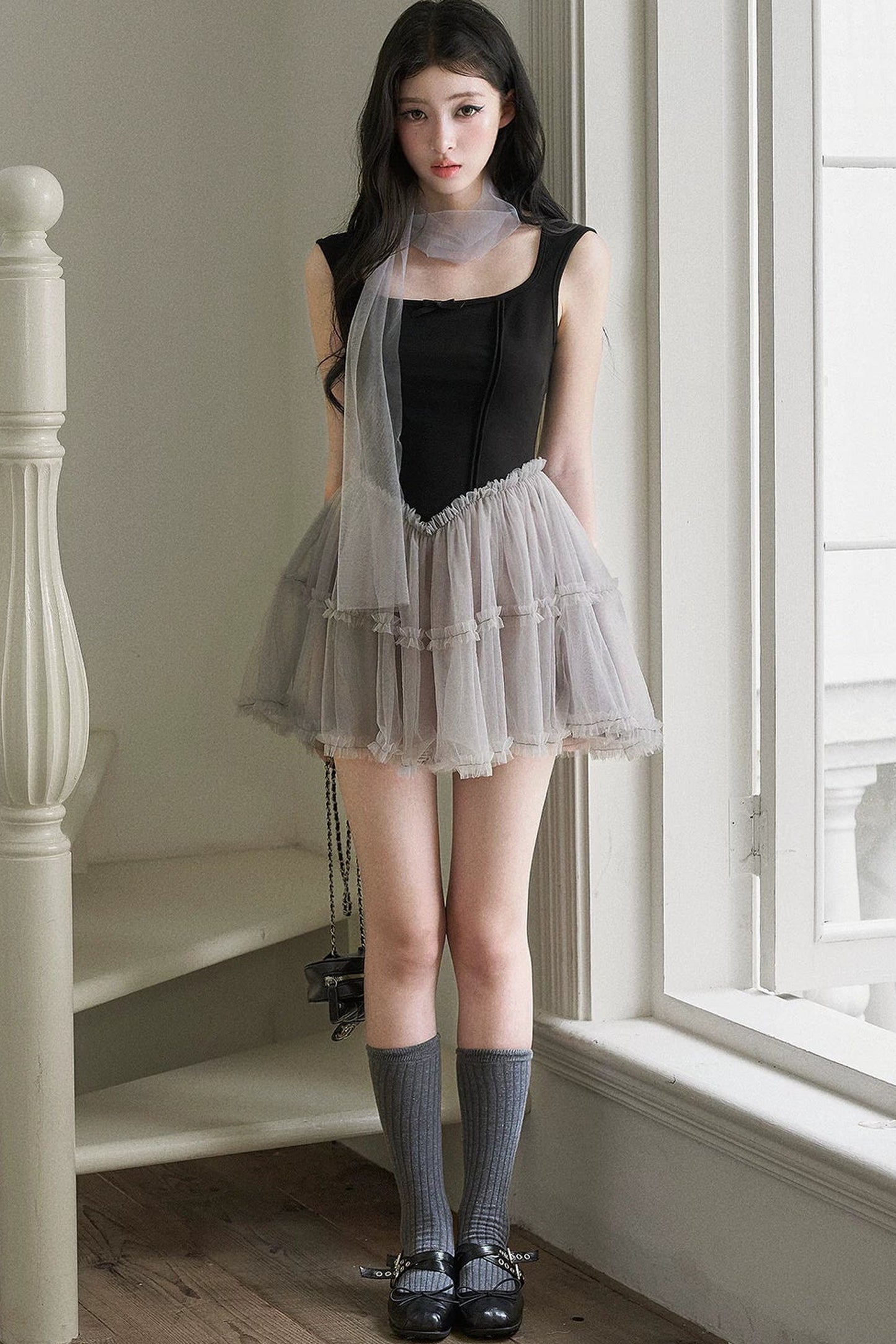 Narcissus Mesh Patchwork Dress
