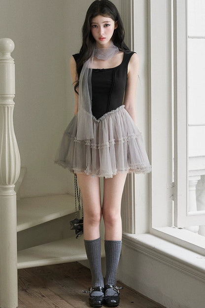Narcissus Mesh Patchwork Dress