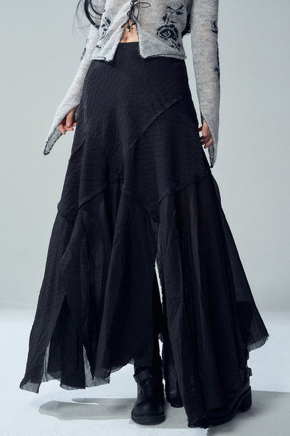 Black Asymmetrical Maxi Skirt