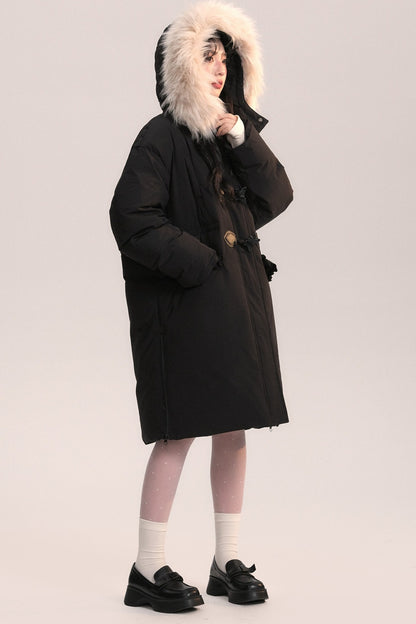 Bow Fur Collar Down Coat