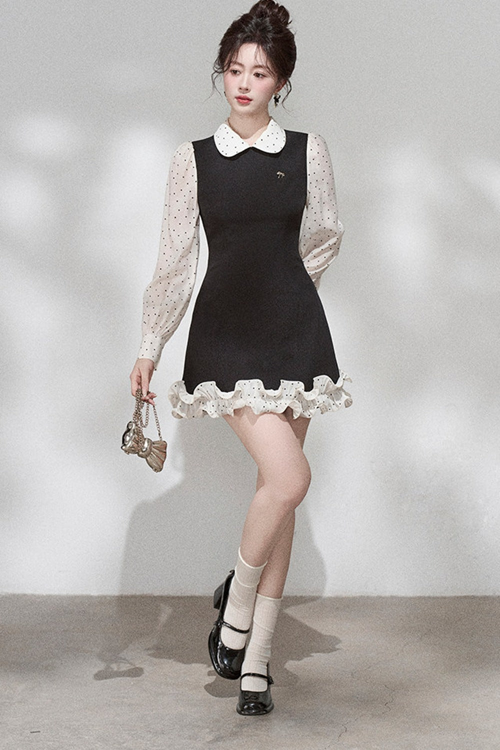 Doll Collar Layered-Look Dress