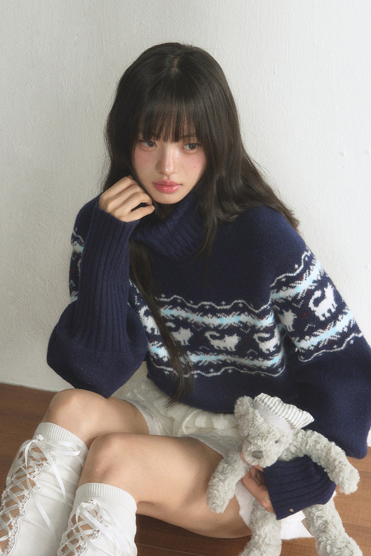Fair Isle Cat Turtleneck Sweater