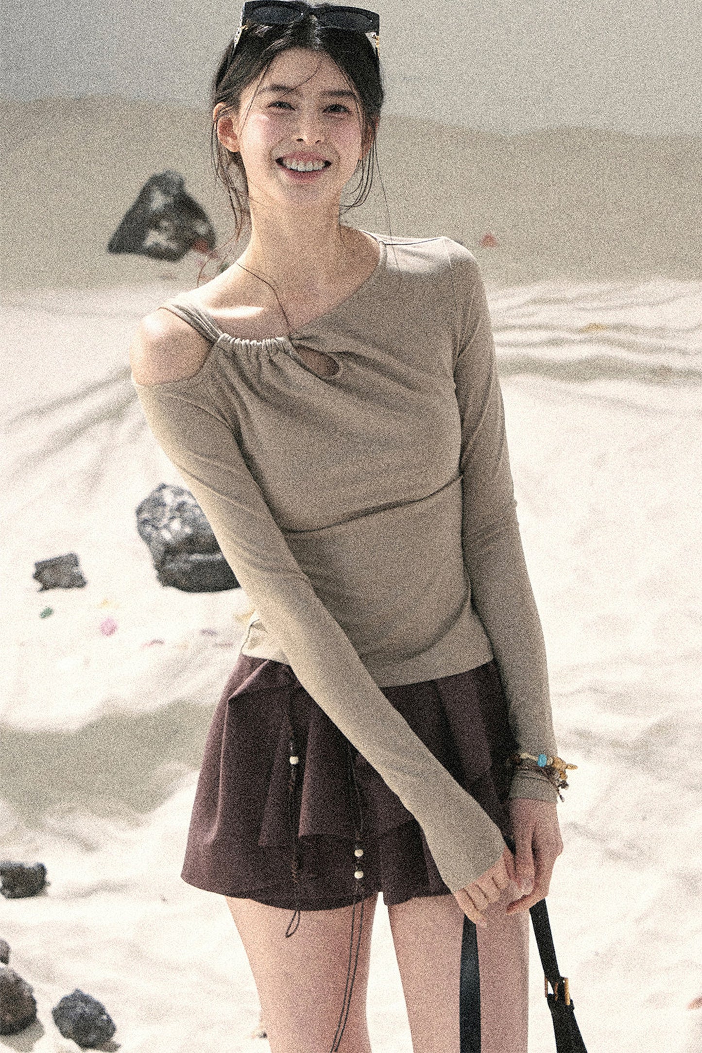 Long-Sleeve Off-Shoulder Top