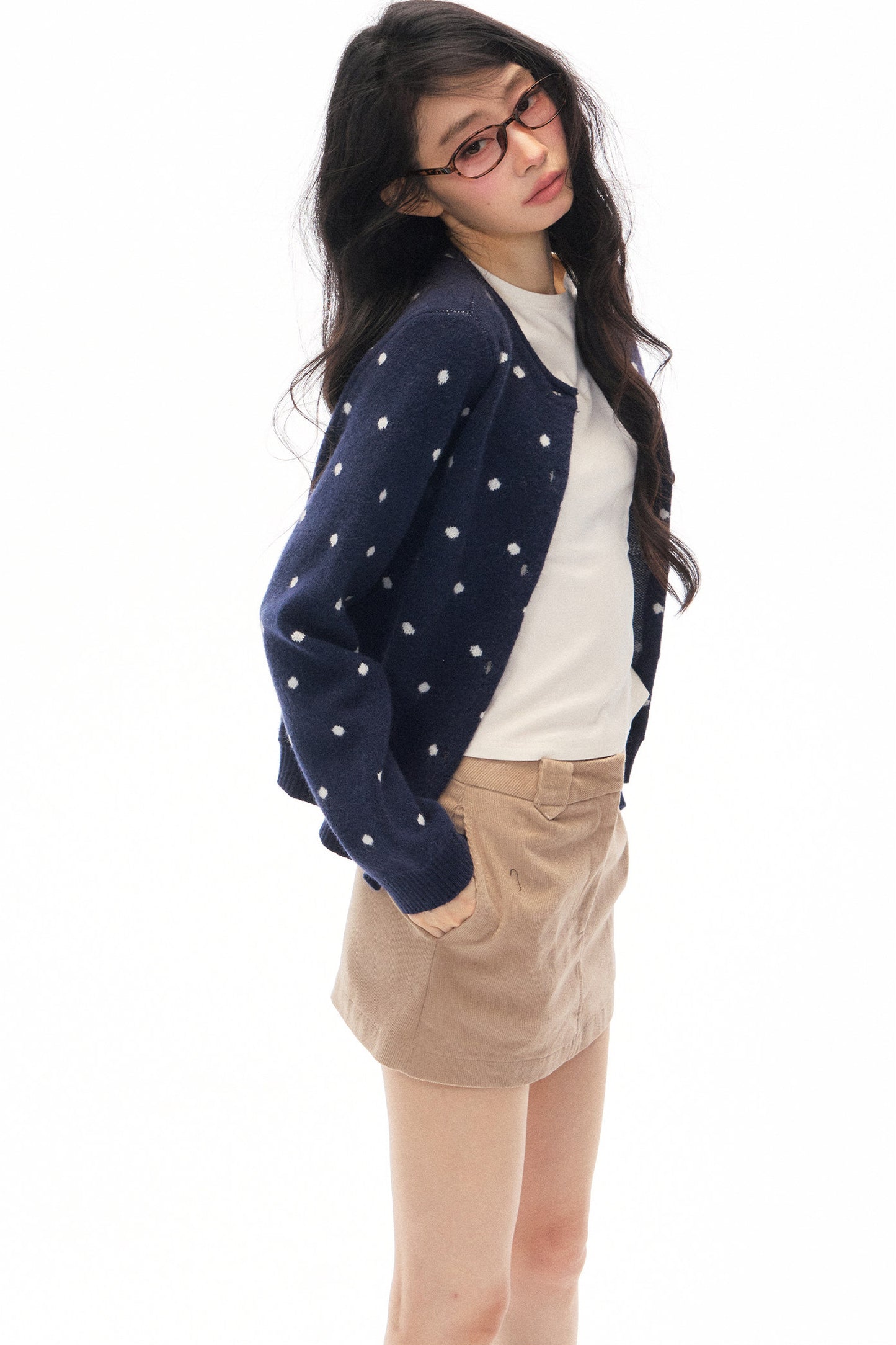 Polka Dot Knit Cardigan