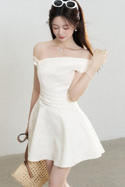 Apricot Off-Shoulder Slimming Dress