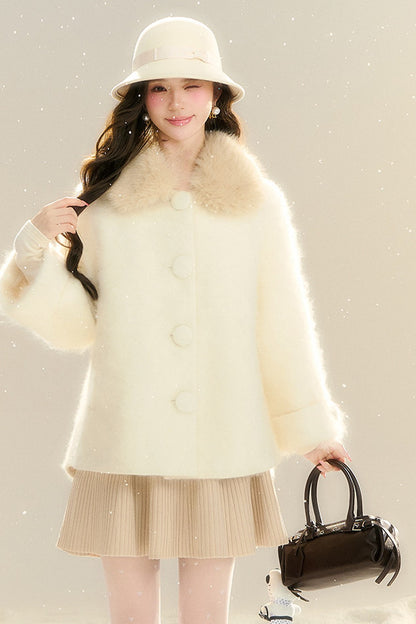 Cappotto in lana e pelliccia di volpe
