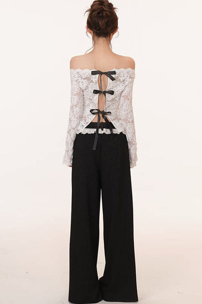 Velvet Lace Bow Top