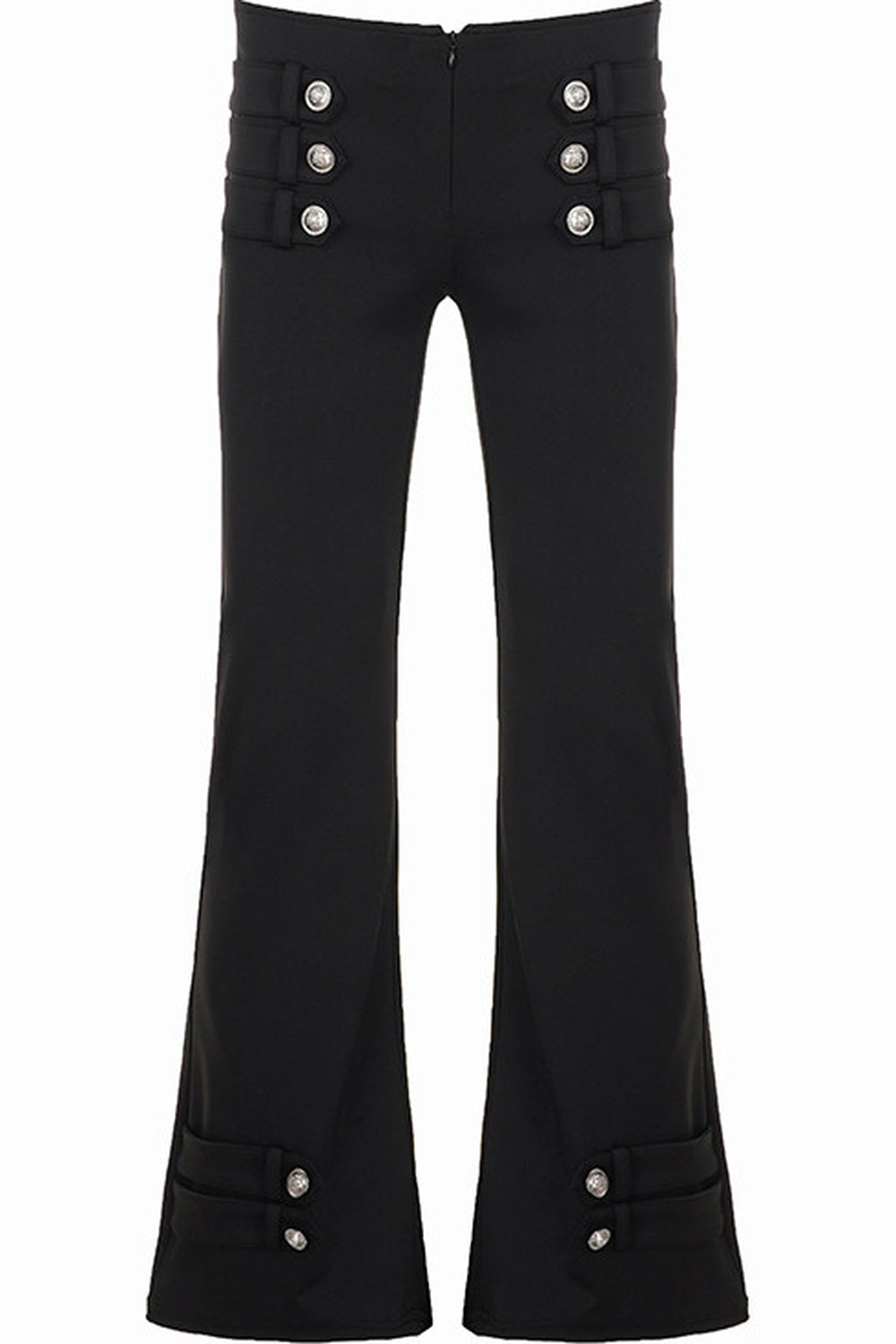 Low-Waist Waistless Buttoned Flared Pants