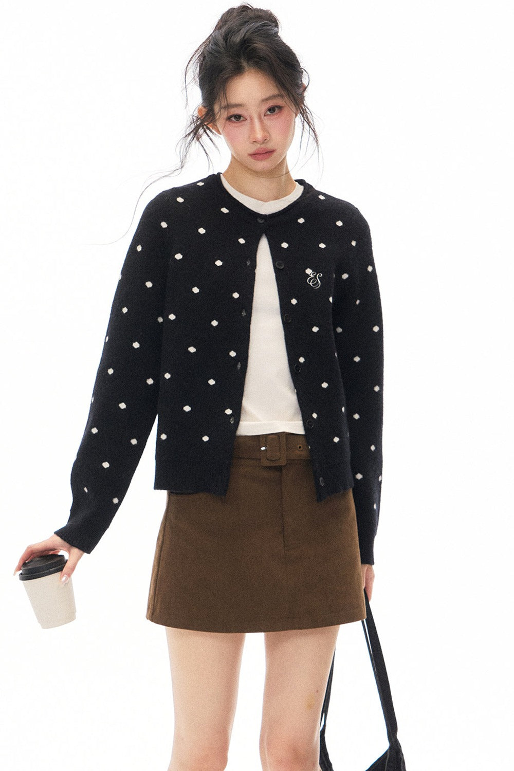 Polka Dot Knit Cardigan
