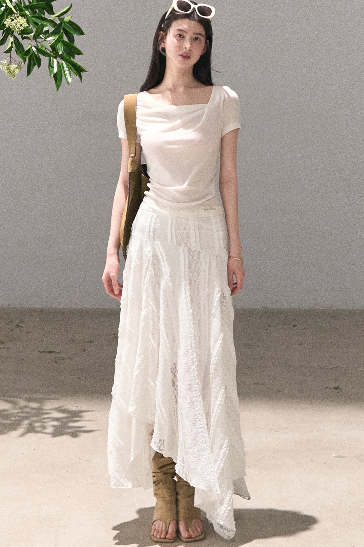 Lyocell Wool Twist-Neck Top