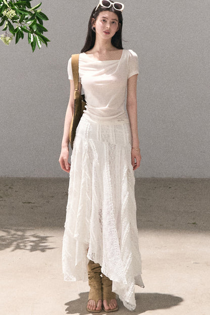Lyocell Wool Twist-Neck Top