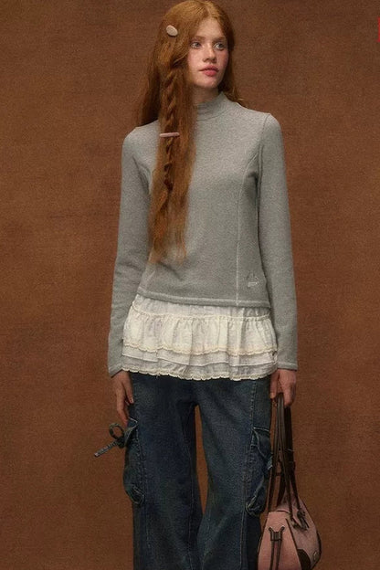 Lace Trim Layered Skirt