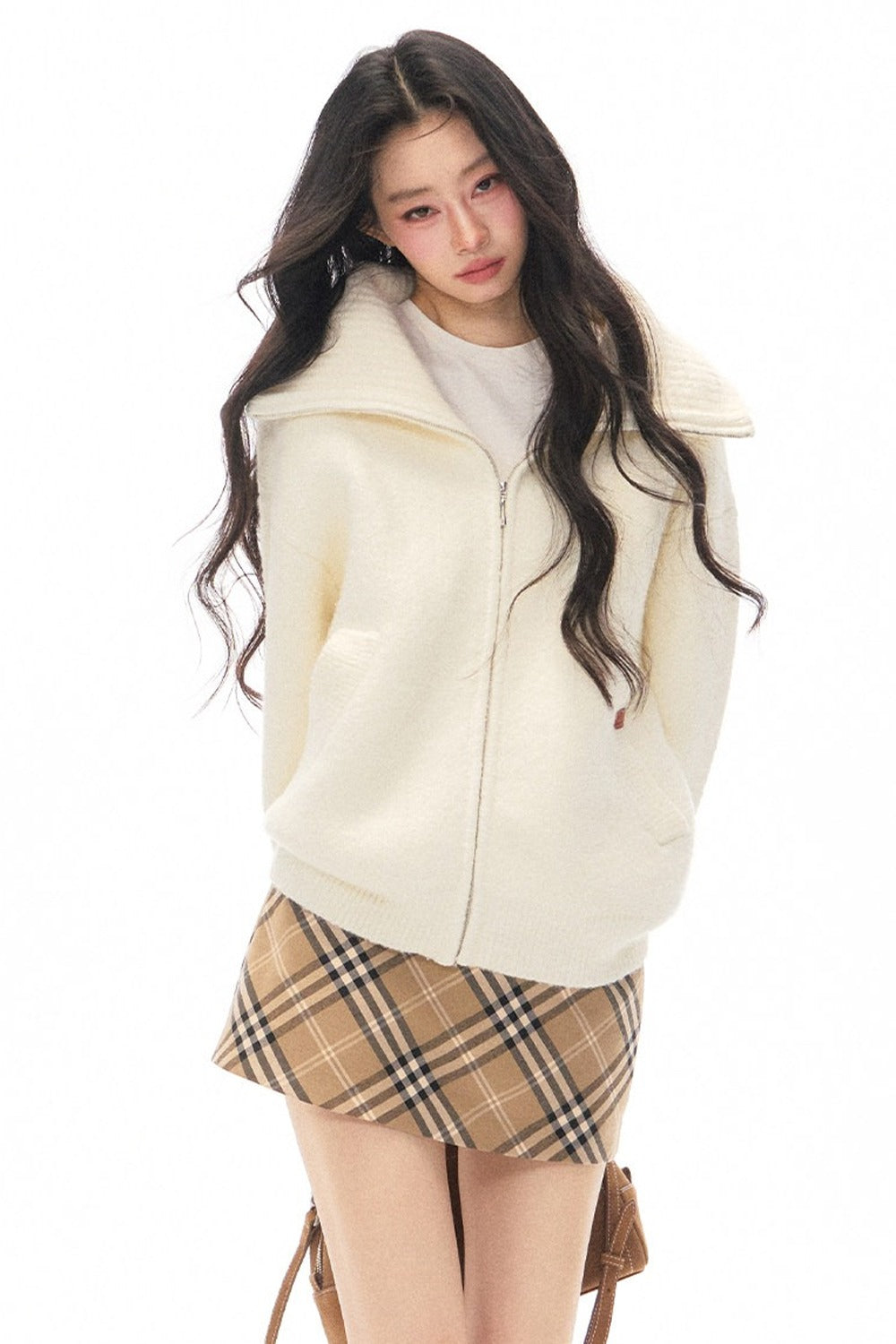 White Cardigan Jacket Skirt Set-Up