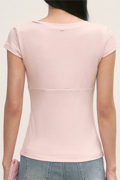 Rosa V-Ausschnitt-Top im Lagenlook und gestreiftes Camisole-Set