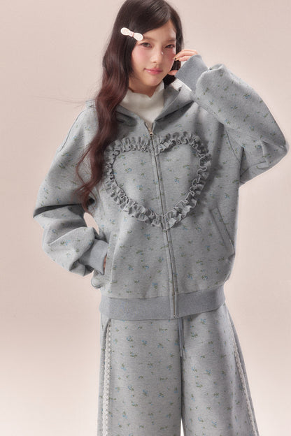 Floral Heart Hoodie and Scimitar Pants Set-Up