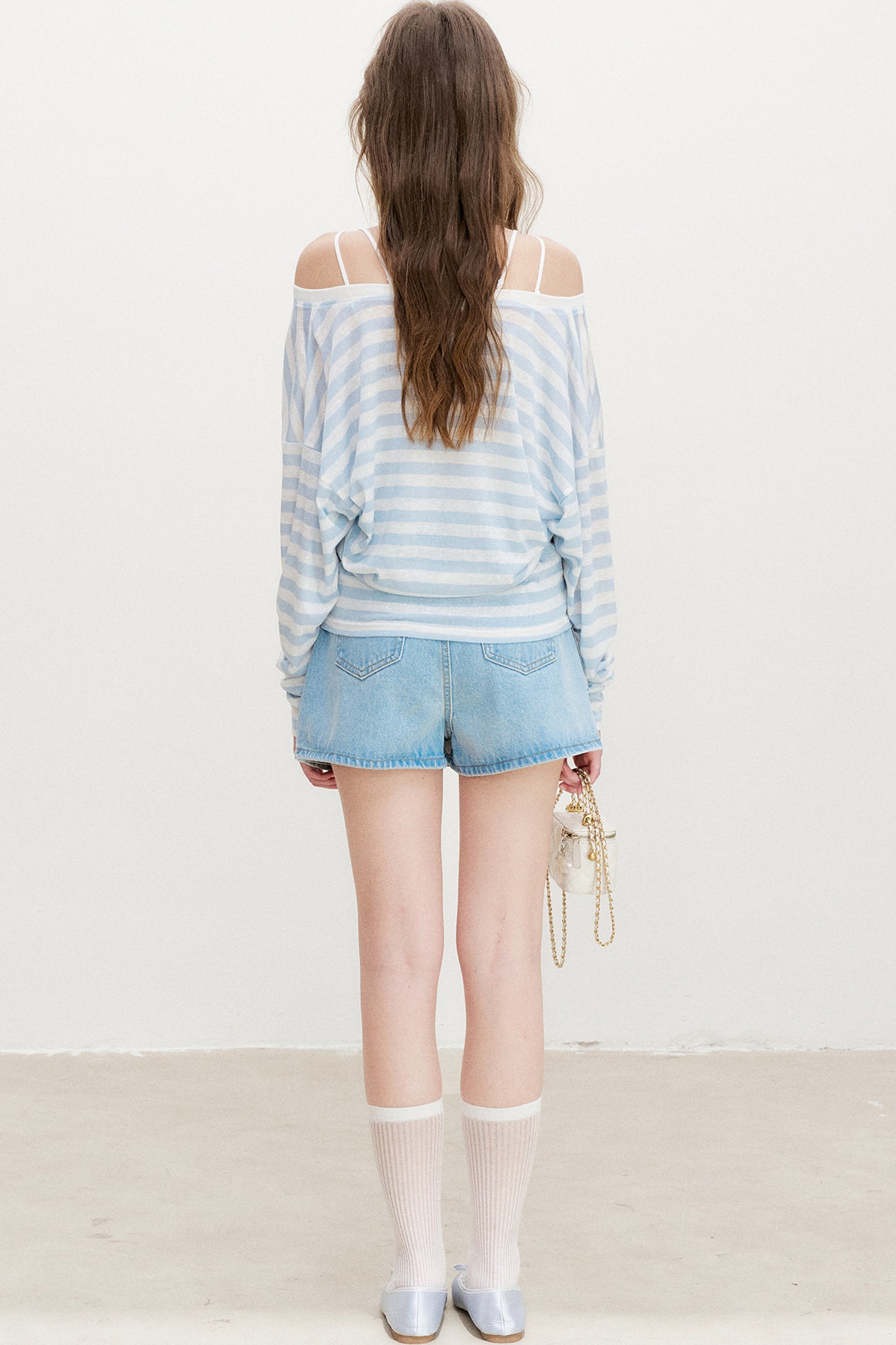 Striped Tie-Waist Top and Denim Skirt Set-Up