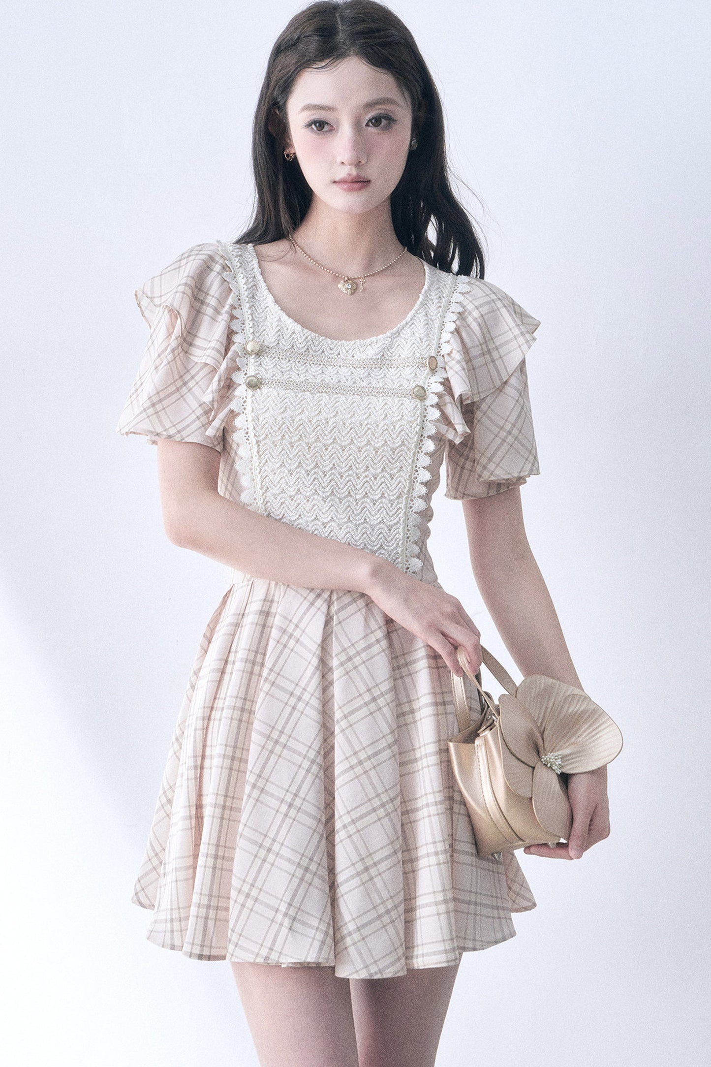 Retro Knit Plaid Dress